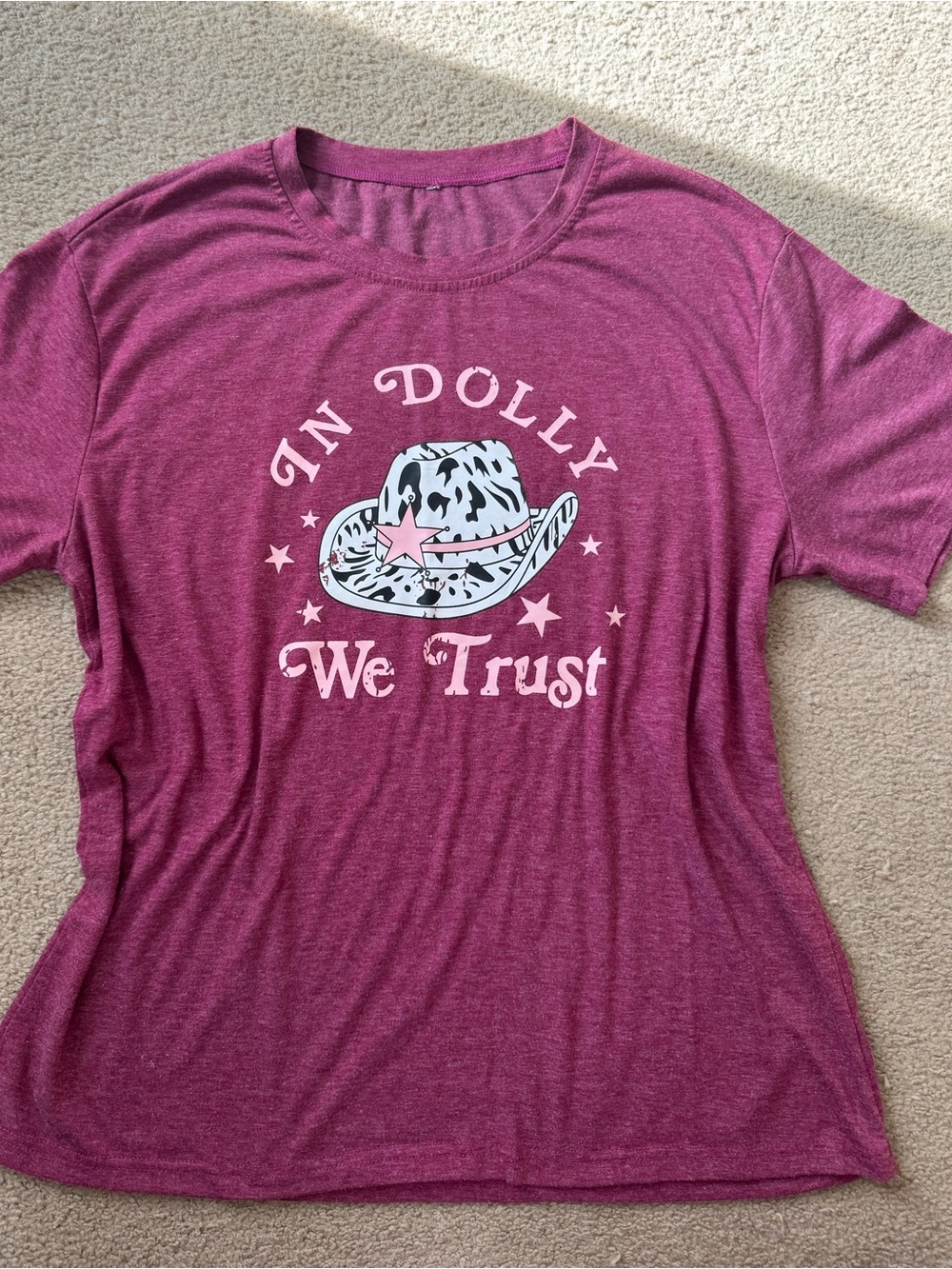 We Trust Graphic Tee in Raspberry Pink - Women’s Short Sleeve